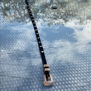 Black suede star belt